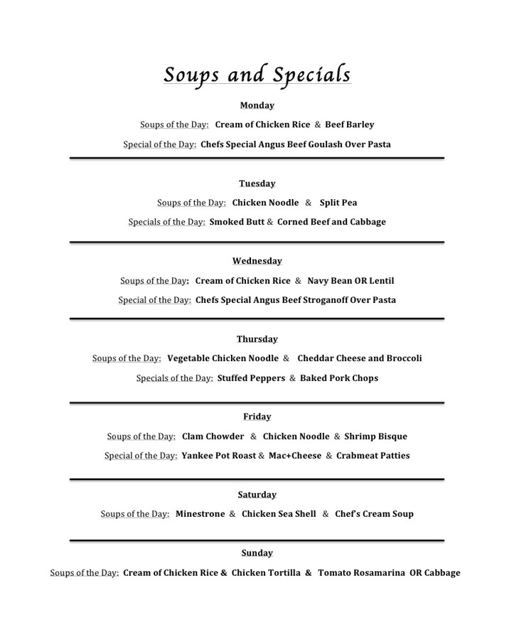 Soup and Specials